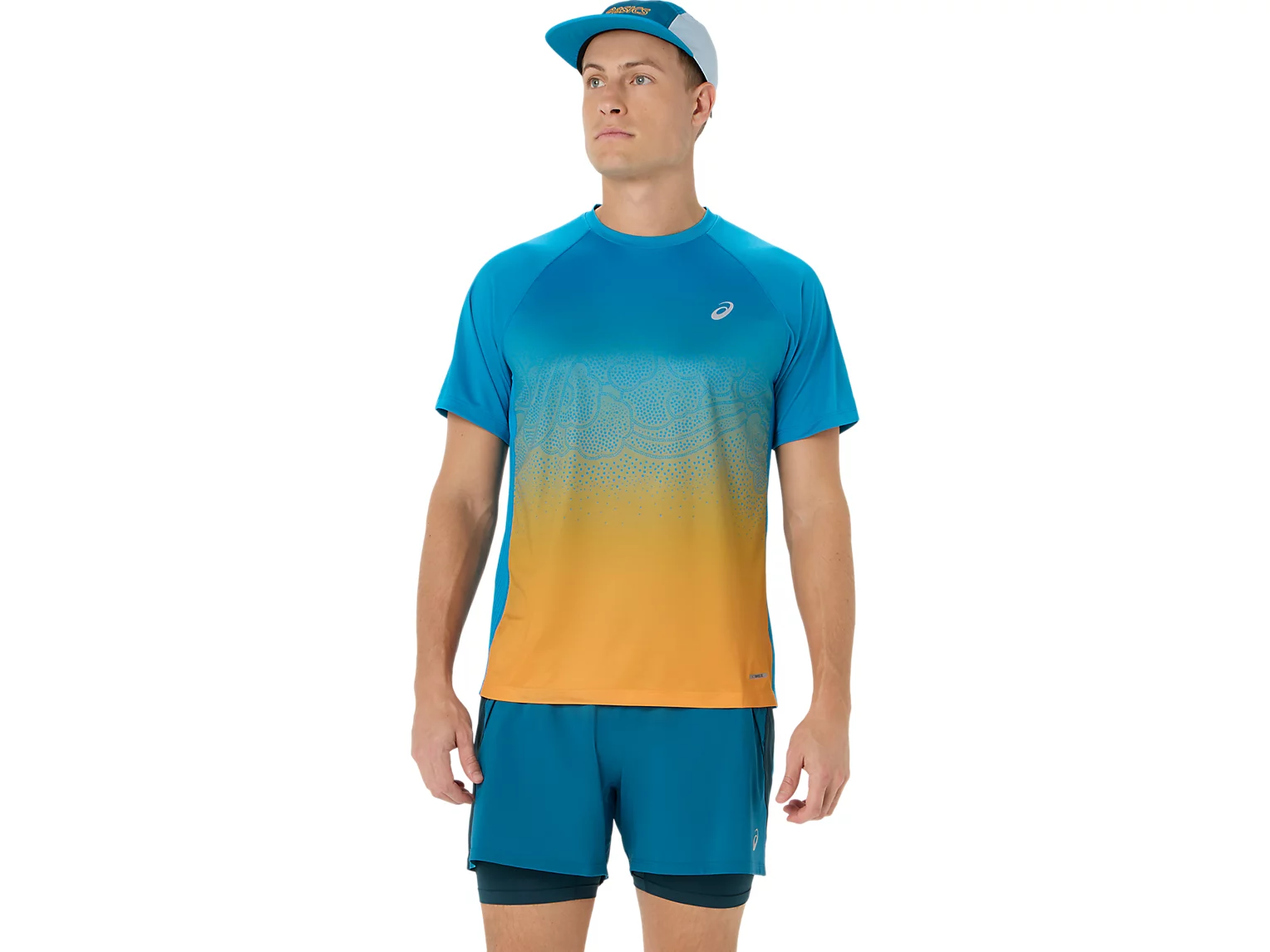 ASICS meeste jooksusärk ROAD FADE SS TOP at sport sinine kollane